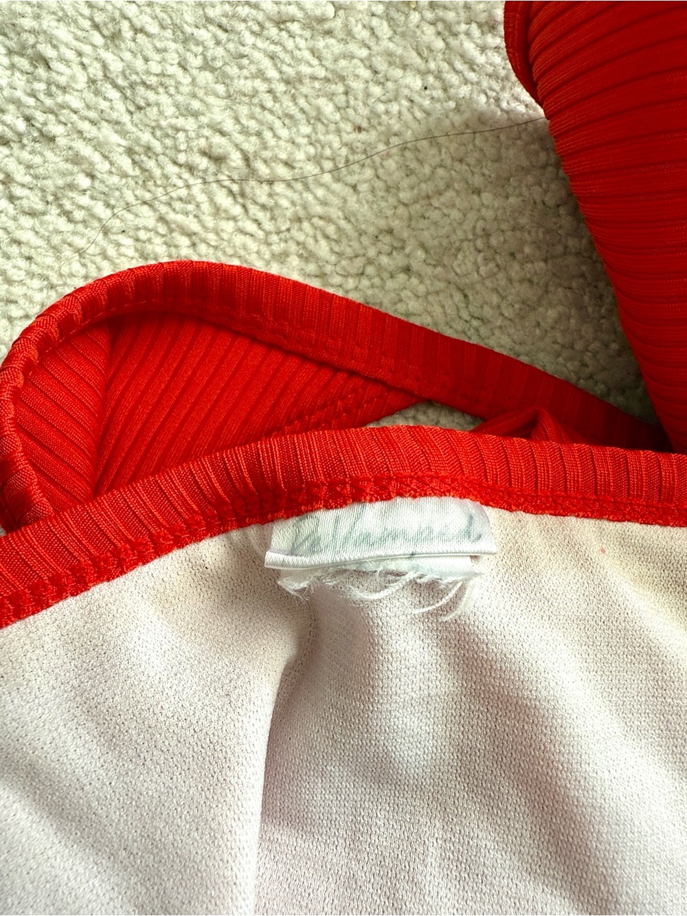 Red Ribbed Two-Piece Bikini Set - Picture 6 of 6